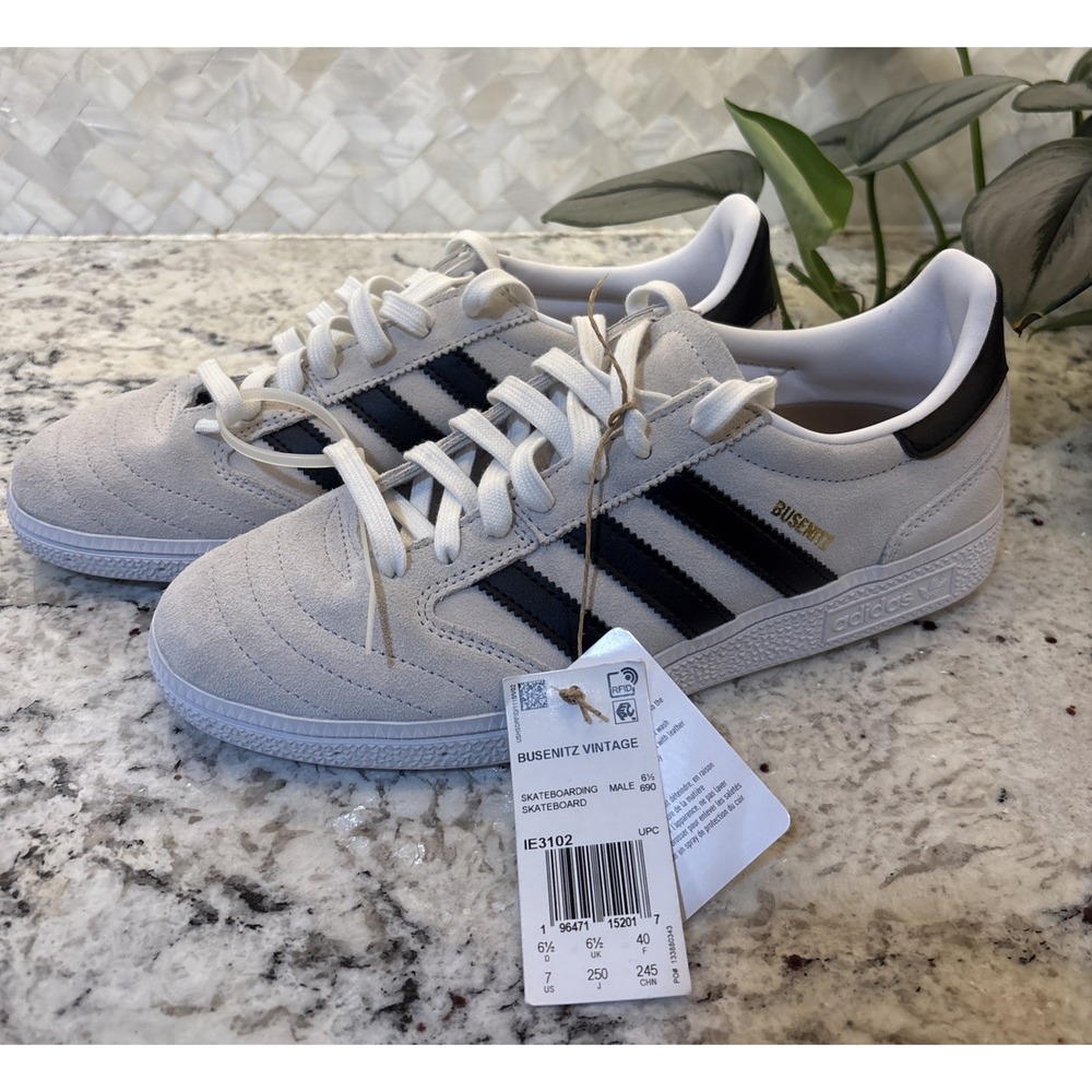 Us‎ 7 Mens adidas Busenitz Vintage Crystal White Cream Black Shoes IE3102 No Box